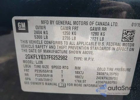 2015 GMC Terrain Slt-2 from USA, damaged, VIN 2GKFLYE37F6252982